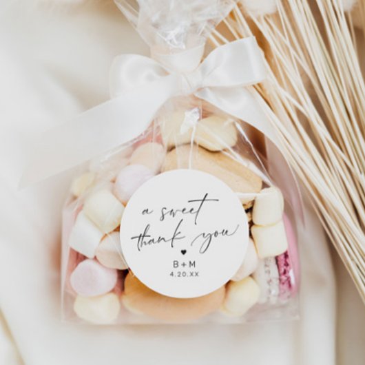 Moderne Dankeschön Herzenshochzeit Runder Aufkleber