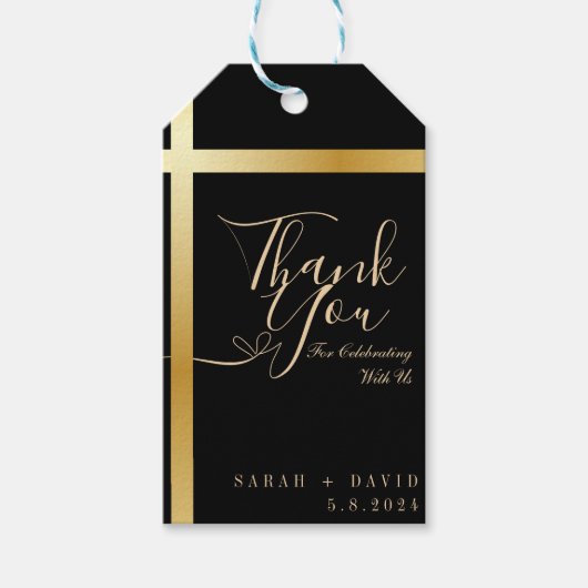 Moderne Dankeschön Kalligrafie-Hochzeit Geschenkanhänger (Vorderseite)