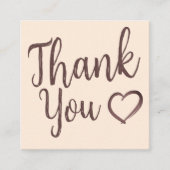 Moderne Dankeschön-Script-Bestellung Natural Cream Quadratische Visitenkarte (Vorderseite)