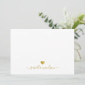Moderne Dankeschön-Skript mit goldenem Herzen Einladung (Stehend Vorderseite)
