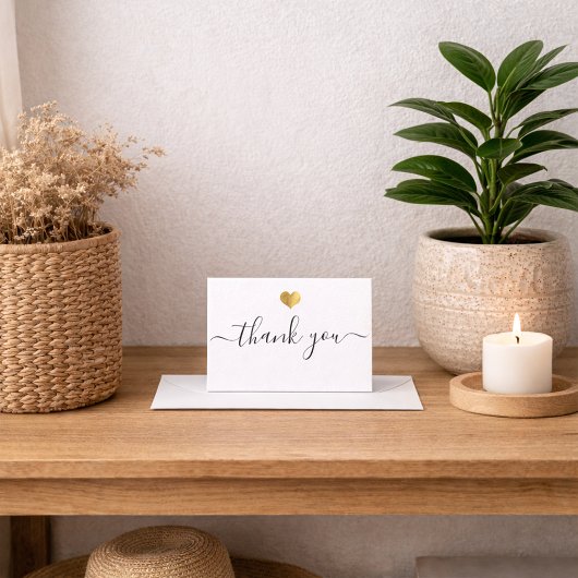 Moderne Dankeschön-Skript mit goldenem Herzen Einladung