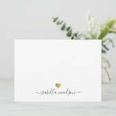 Moderne Dankeschön-Skript mit goldenem Herzen Einladung (Stehend Vorderseite)