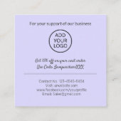 Moderne Dankeschön-Skripterstellung minimal lila Quadratische Visitenkarte (Rückseite)