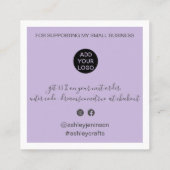 Moderne Dankeschön-Skripterstellung minimal lila Quadratische Visitenkarte (Rückseite)