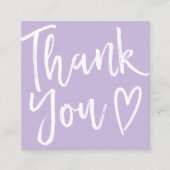 Moderne Dankeschön-Skripterstellung minimal lila Quadratische Visitenkarte (Vorderseite)
