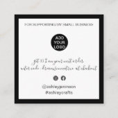 Moderne Dankeschön-Skripterstellung minimal Schwar Quadratische Visitenkarte (Rückseite)