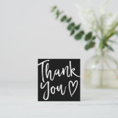 Moderne Dankeschön-Skripterstellung minimal Schwar Quadratische Visitenkarte (Stehend Vorderseite)