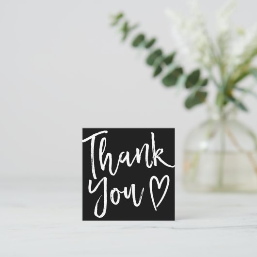 Moderne Dankeschön-Skripterstellung minimal Schwar Quadratische Visitenkarte (Stehend Vorderseite)