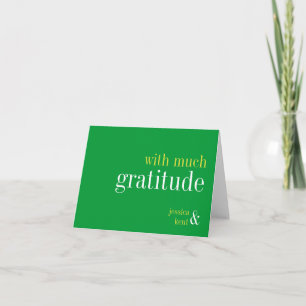 Moderne Dankeskarte mit solider grüner Typografie