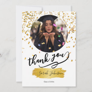 Moderne Dankeskarte zur Graduierung mit Hut und Qu