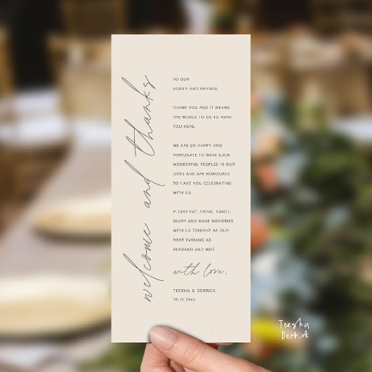 Moderne Dankeskarten für das Hochzeitsdinner Programm