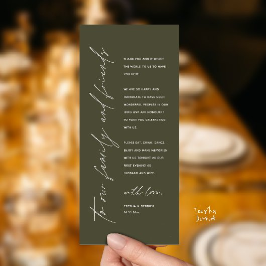 Moderne Dankeskarten für das Hochzeitsdinner Programm