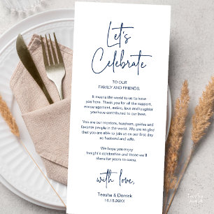 Moderne Dankeskarten für das Hochzeitsdinner Programm