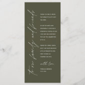 Moderne Dankeskarten für das Hochzeitsdinner Programm (Vorderseite)