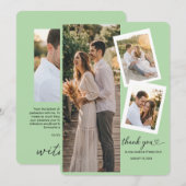 Moderne Dankeskarten-Hochzeit mit 3 Fotos Dankeskarte (Vorne/Hinten)