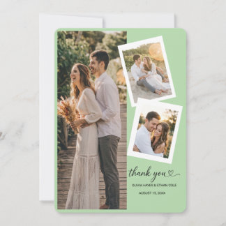 Moderne Dankeskarten-Hochzeit mit 3 Fotos Dankeskarte