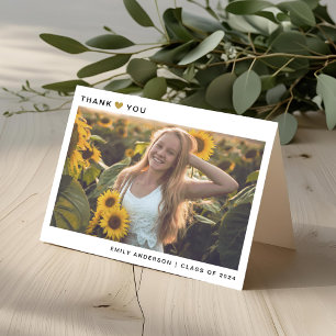 Moderne Dankeskkarte mit gefaltetem Goldherz zur G Dankeskarte