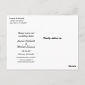 Moderne Dark Brush Script Save the Date Hochzeit Postkarte (Rückseite)