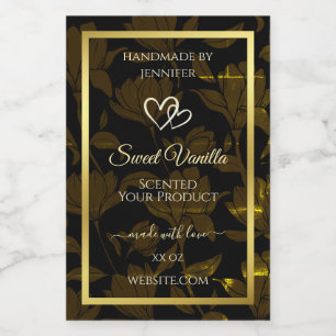 Moderne Dark Gold Floral Product Packaging Labels Lebensmitteletikett