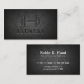 Moderne Dark Rock Dumbell Personal Trainer Fitness Visitenkarte (Vorne/Hinten)