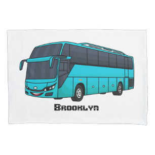 Moderne Darstellung des Cartoon von Personenbussen Kissenbezug