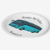 Moderne Darstellung des Cartoon von Personenbussen Pappteller (Schrägansicht)