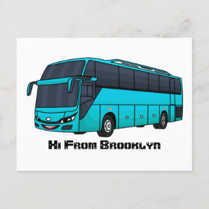 Moderne Darstellung des Cartoon von Personenbussen Postkarte