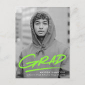 Moderne Dashed Grad Limon Foto Graduation Party Einladungspostkarte (Vorderseite)