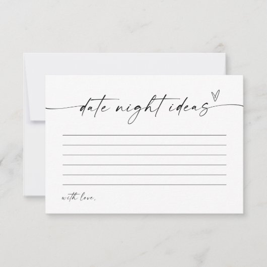 Moderne Date Night Ideas Card, Minimalistisch Brid Einladung (Vorderseite)