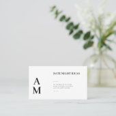 Moderne Date Night Ideas Wedding Cards Visitenkarte (Stehend Vorderseite)