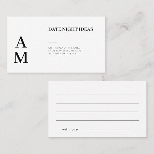 Moderne Date Night Ideas Wedding Cards Visitenkarte (Vorne/Hinten)