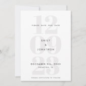 Moderne Datumsnummer Typografie Grau Save The Date (Vorderseite)