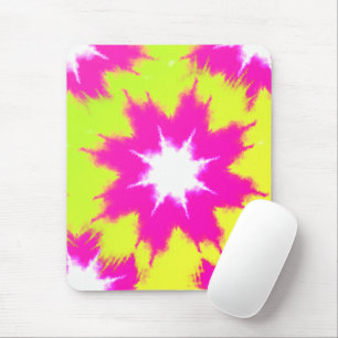 Moderne Dazzle Rose Grün Gelb Tie Dye Mousepad