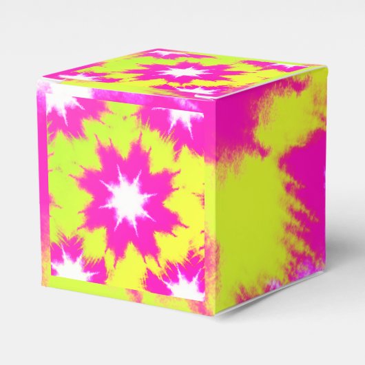 Moderne Dazzle Rose Grün Gelbe Gefärbte Krawatte Geschenkschachtel (Vorderseite)