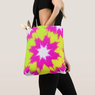 Moderne Dazzle Rose Grün Gelbe Gefärbte Krawatte Tasche