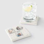 Moderne Deco Art Custom Foto Name Design Steinuntersetzer (Seitenansicht)