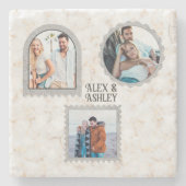 Moderne Deco Art Custom Foto Name Design Steinuntersetzer (Vorderseite)