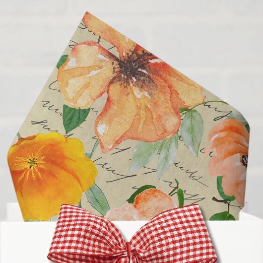 Moderne decoupage Gelbe Blume-Schriftzeichen Seidenpapier