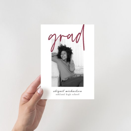 Moderne Deep Berry Foto Graduation Party Einladung