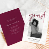 Moderne Deep Berry Foto Graduation Party Einladung