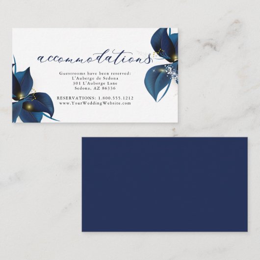 Moderne Deep Indigo Blue Unterkünfte Begleitkarte (Vorne/Hinten)