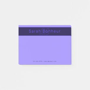 Moderne Deep Purple Farben Cooler Name & Monogra Post-it Klebezettel