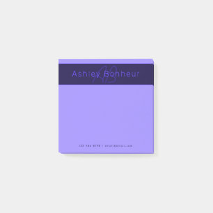Moderne Deep Purple Farben Cooler Name & Monogra Post-it Klebezettel