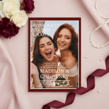 Moderne Deep Red Gingham Foto Graduation Party