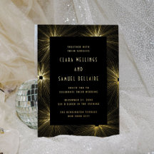 Moderne Deko Black Wedding Gold Foil Einladung
