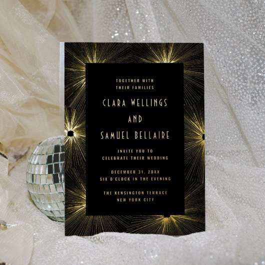 Moderne Deko Black Wedding Gold Foil Einladung