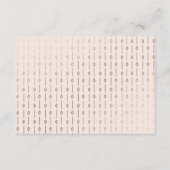Moderne Deko Blush Rose Gold Hochzeitsunterkünfte Begleitkarte (Rückseite)