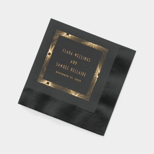 Moderne Deko-Feuerwerksbursts HochzeitGold Servietten Mit Folie (Links)