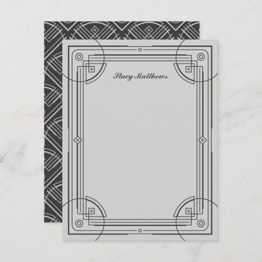 Moderne Deko Frame Stationery Note Card - Grau (Vorne/Hinten)