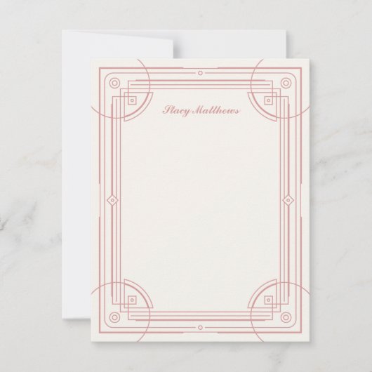 Moderne Deko Frame Stationery Note Card - Rose (Vorderseite)